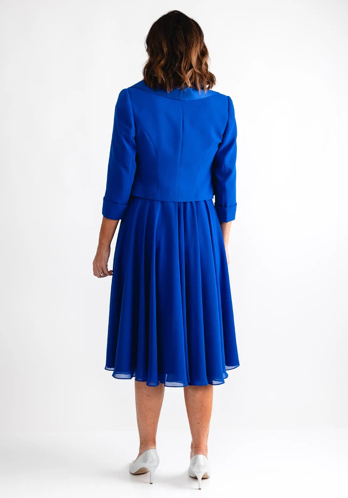 Ophelia Melita Chiffon Dress and Jacket, Royal Blue