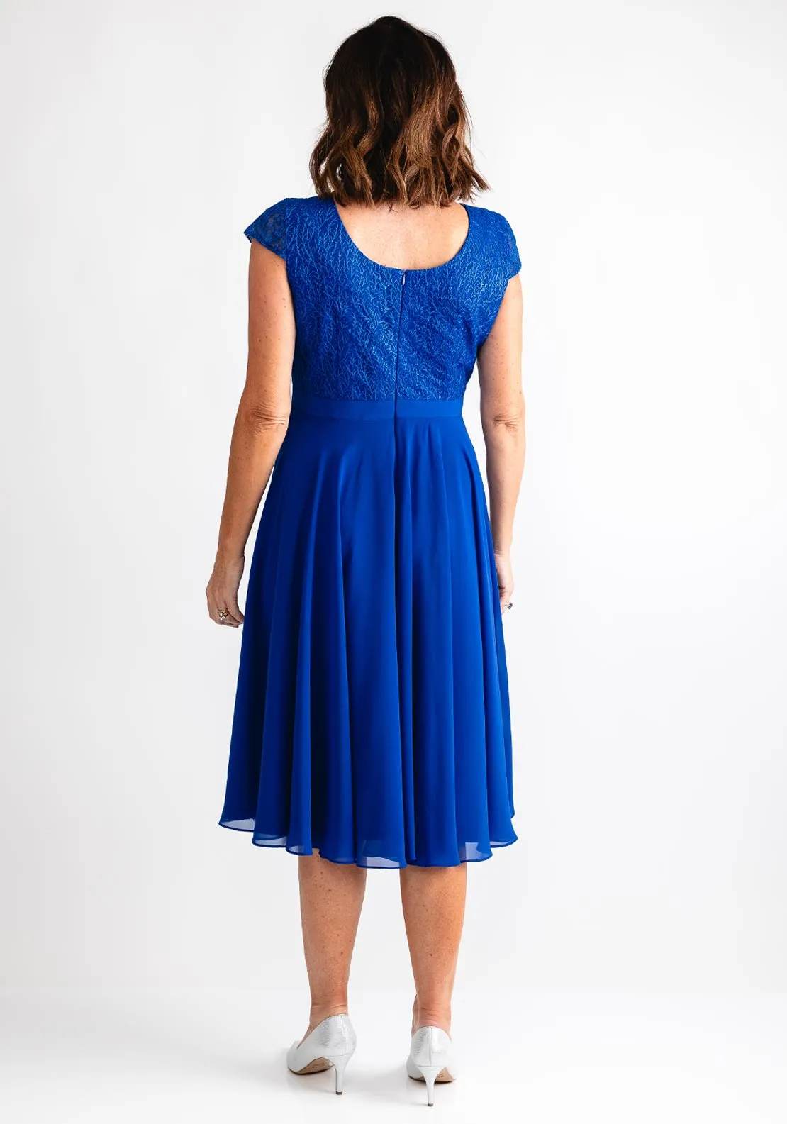 Ophelia Melita Chiffon Dress and Jacket, Royal Blue