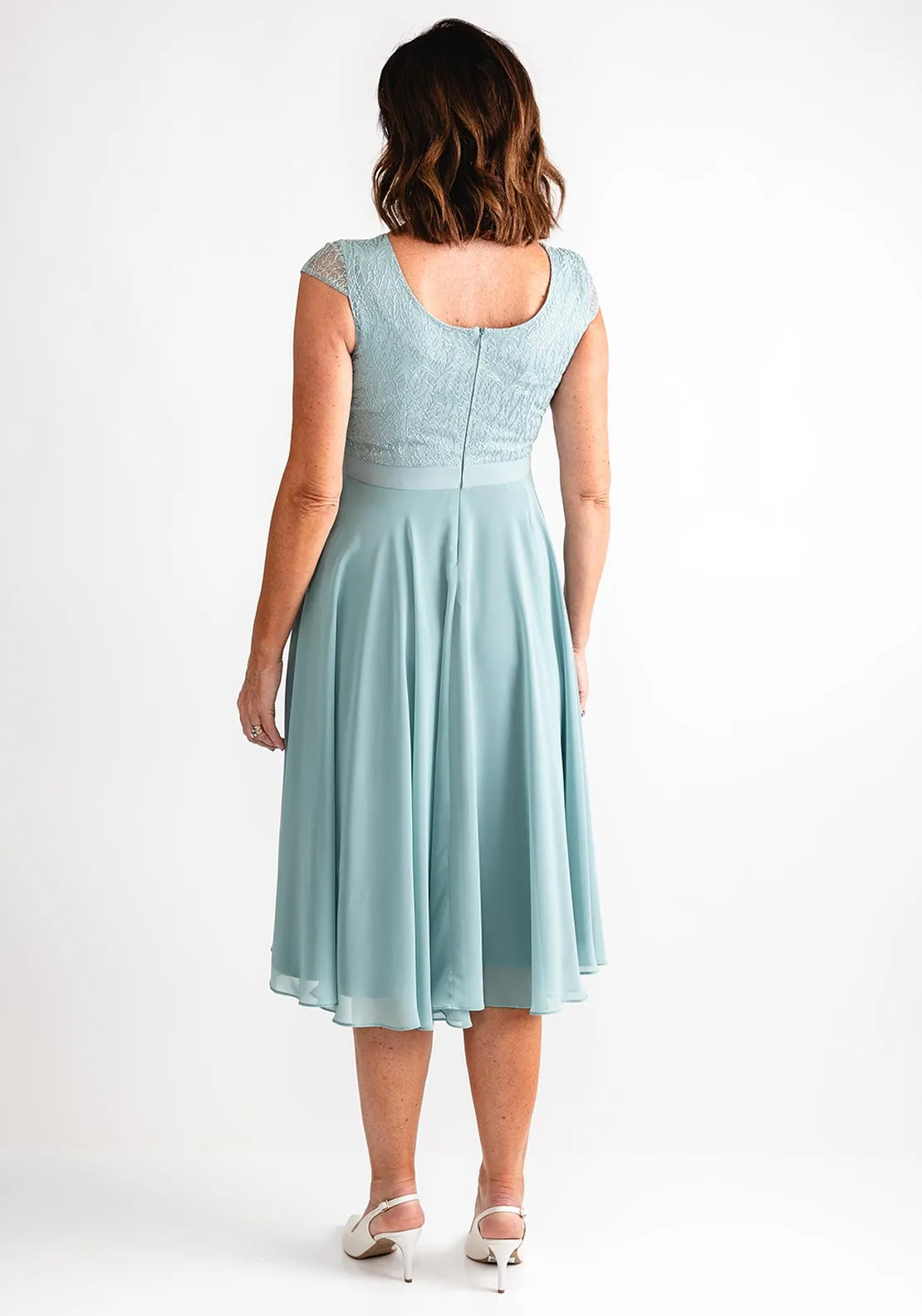 Ophelia Melita Chiffon Dress and Jacket, Sage Green