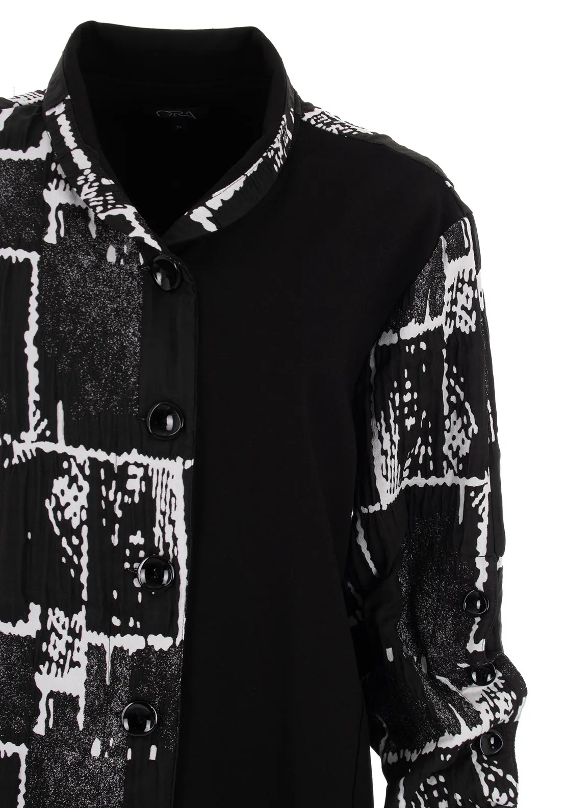 Ora Textured Graphic Print Contrast Jacket, Black