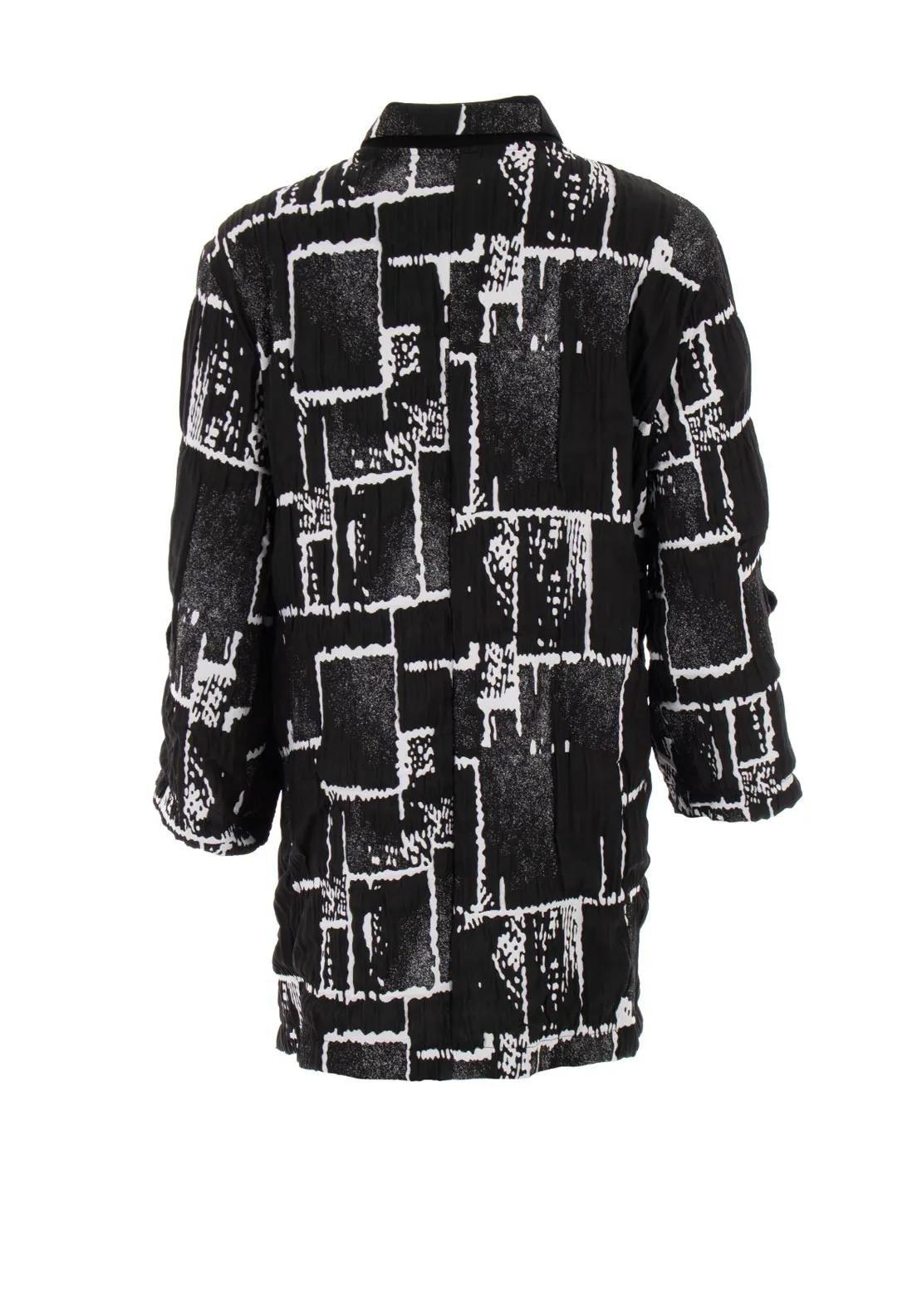 Ora Textured Graphic Print Contrast Jacket, Black