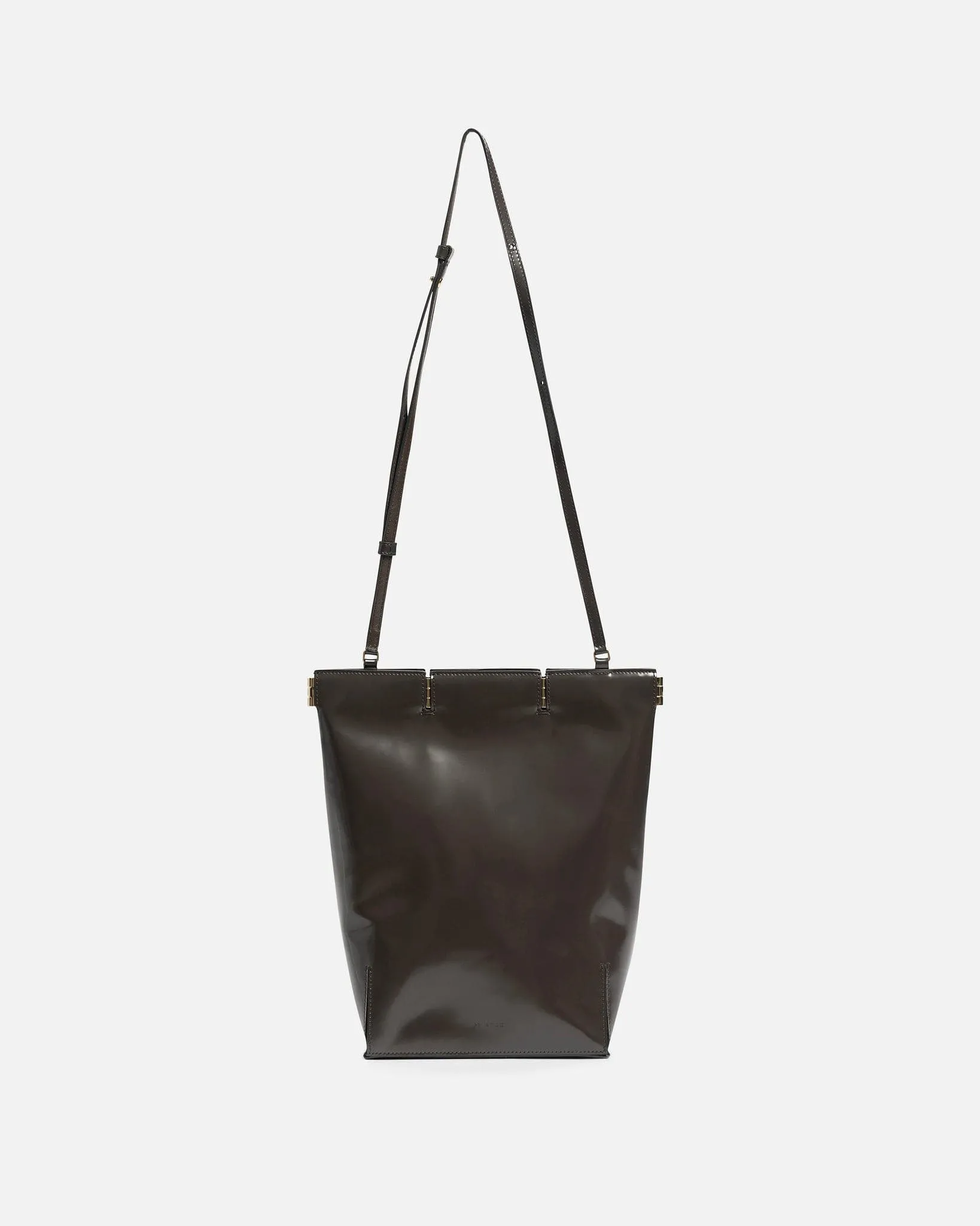 Peter Do Medium Hinged Tote in Shiny Brown