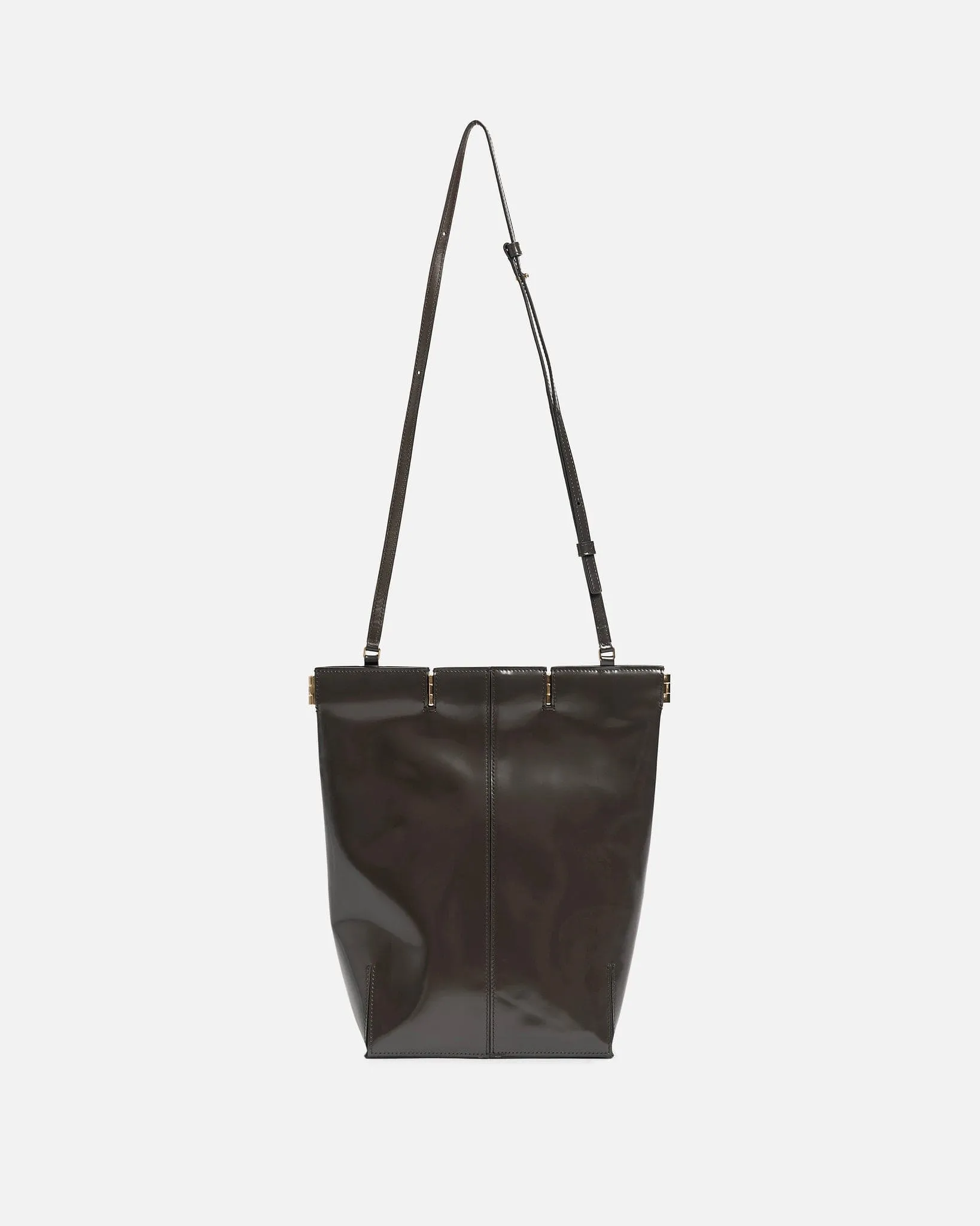 Peter Do Medium Hinged Tote in Shiny Brown