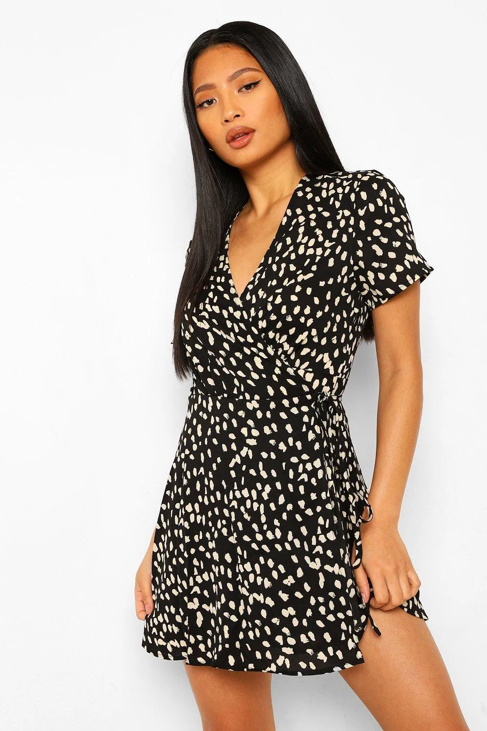 Petite Animal Print Wrap Dress