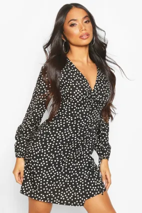 Petite Polka Dot Midi Wrap Dress