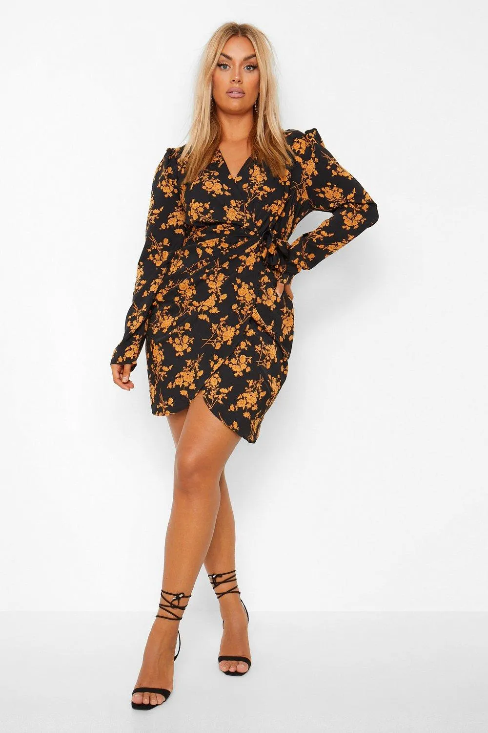 Plus Chain Print Wrap Dress