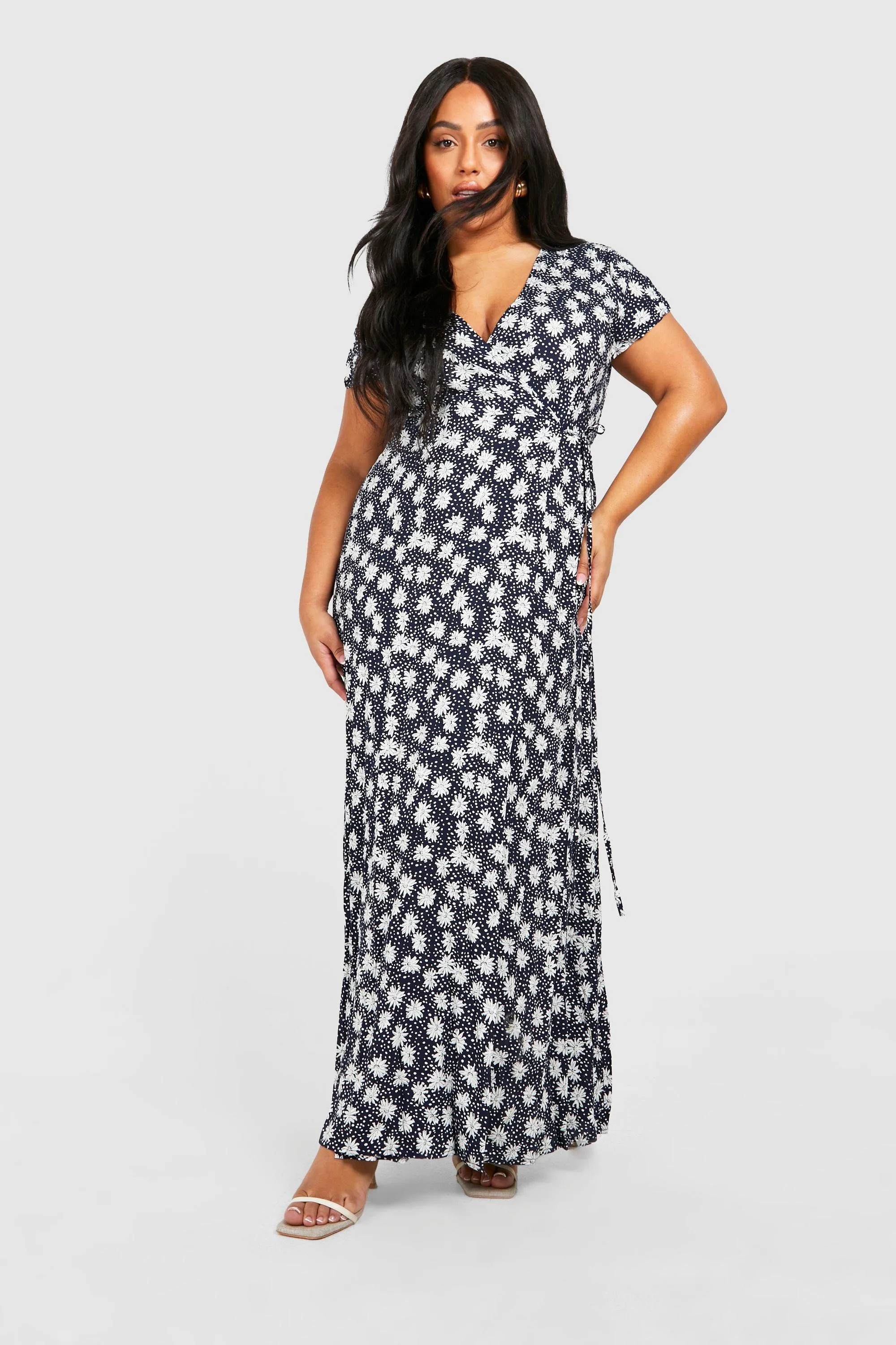 Plus Floral Wrap Maxi Dress