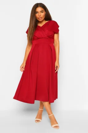 Plus Off The Shoulder Wrap Midi Dress