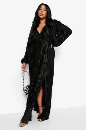 Plus Plisse Wrap Maxi Dress