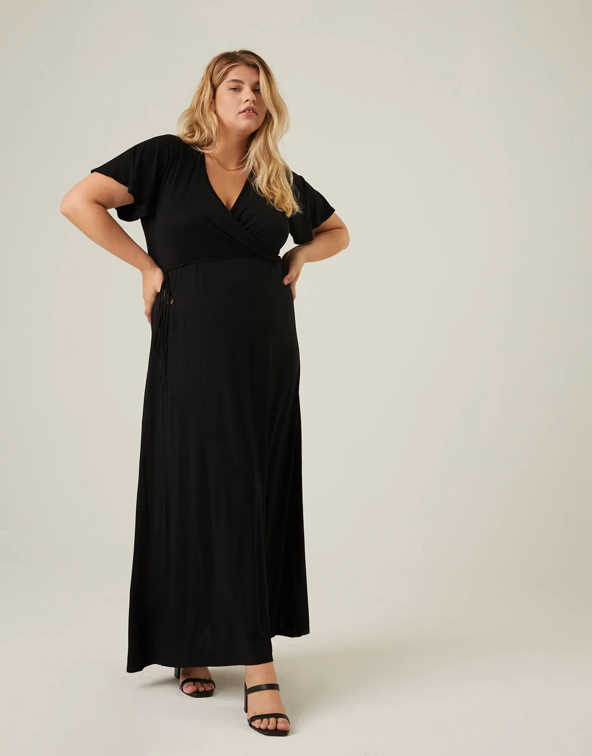 Plus Size Short Sleeve Maxi Wrap Dress