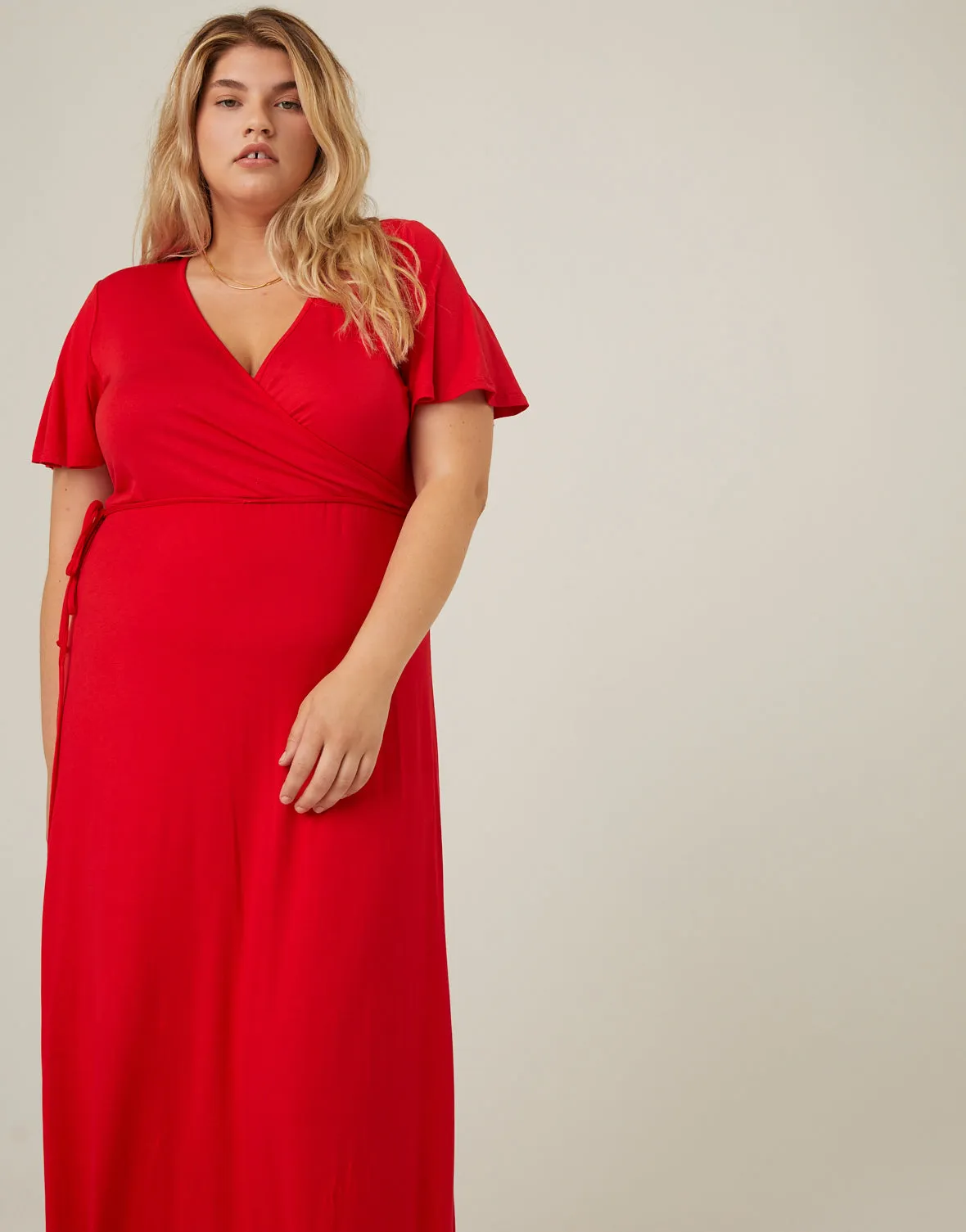 Plus Size Short Sleeve Maxi Wrap Dress