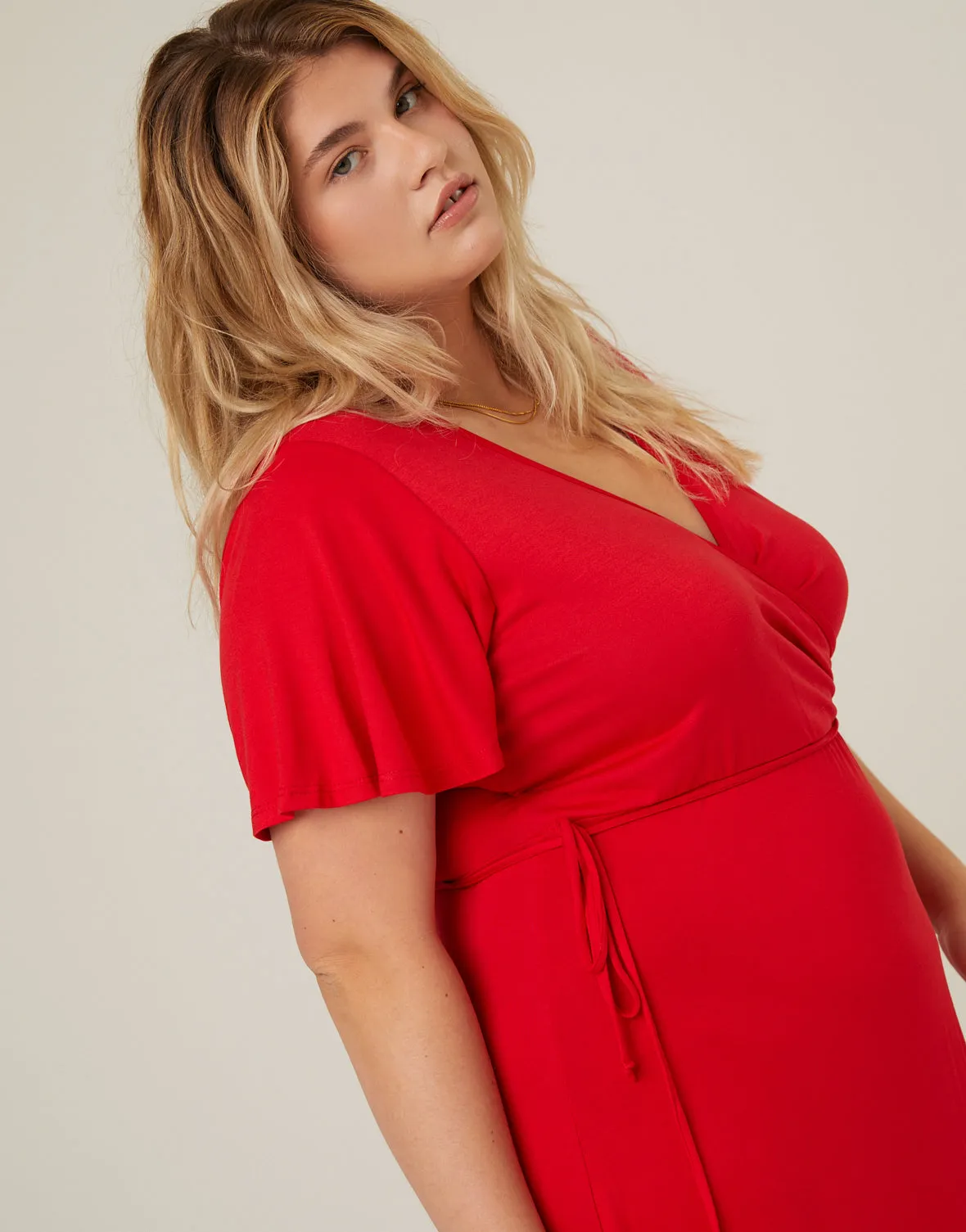 Plus Size Short Sleeve Maxi Wrap Dress