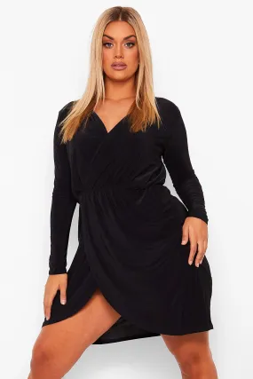 Plus Slinky Wrap Front Dress