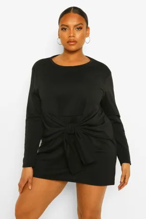 Plus Tie Front Jersey Wrap Dress