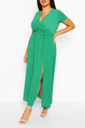 Plus Wrap Cap Sleeve Maxi Dress