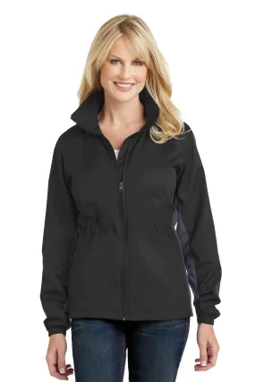 Port Authority Ladies Core Colorblock Wind Jacket L330 Black/ Battleship Grey