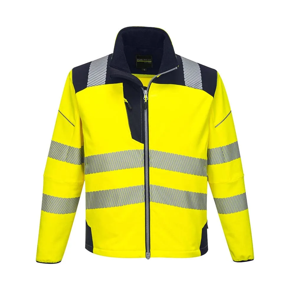 Portwest T402 PW3 Hi-Vis Softshell Jacket, Water Resistant and Breathable