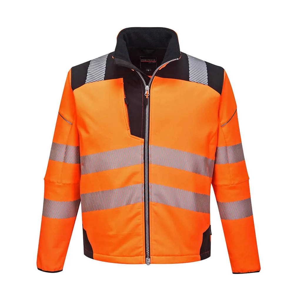 Portwest T402 PW3 Hi-Vis Softshell Jacket, Water Resistant and Breathable