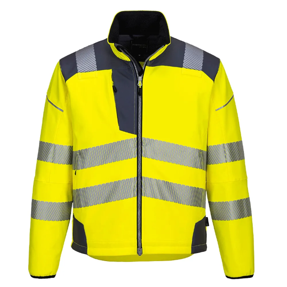 Portwest T402 PW3 Hi-Vis Softshell Jacket, Water Resistant and Breathable