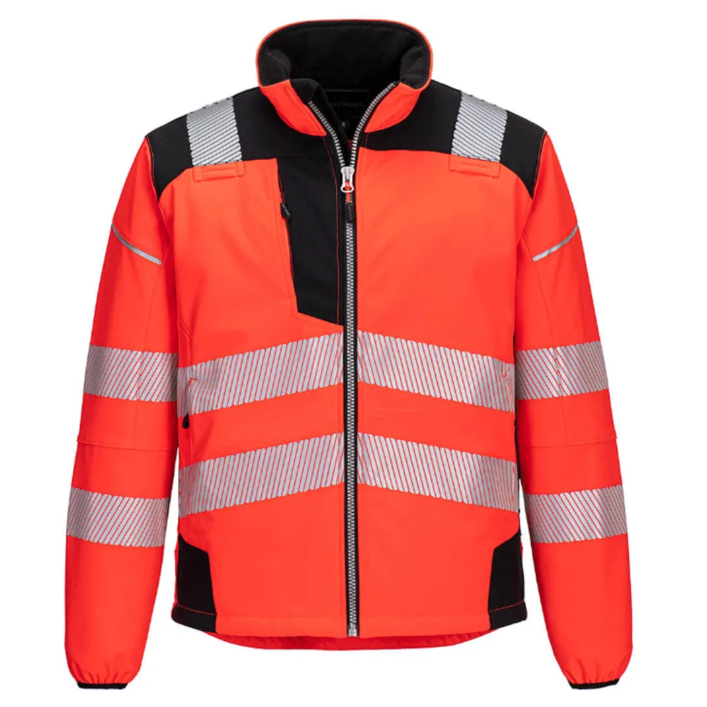 Portwest T402 PW3 Hi-Vis Softshell Jacket, Water Resistant and Breathable