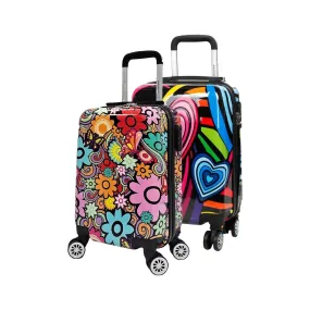 Printed Hard Shell Cabin 55 x 35 x 20 cm Suitcase Suitable for Easyjet, Ryanair