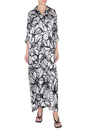 Printed Silk Satin Polo Dress