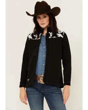 Product Name:  Cowgirl Hardware Women's Cow Print Yoke Softshell Jacket