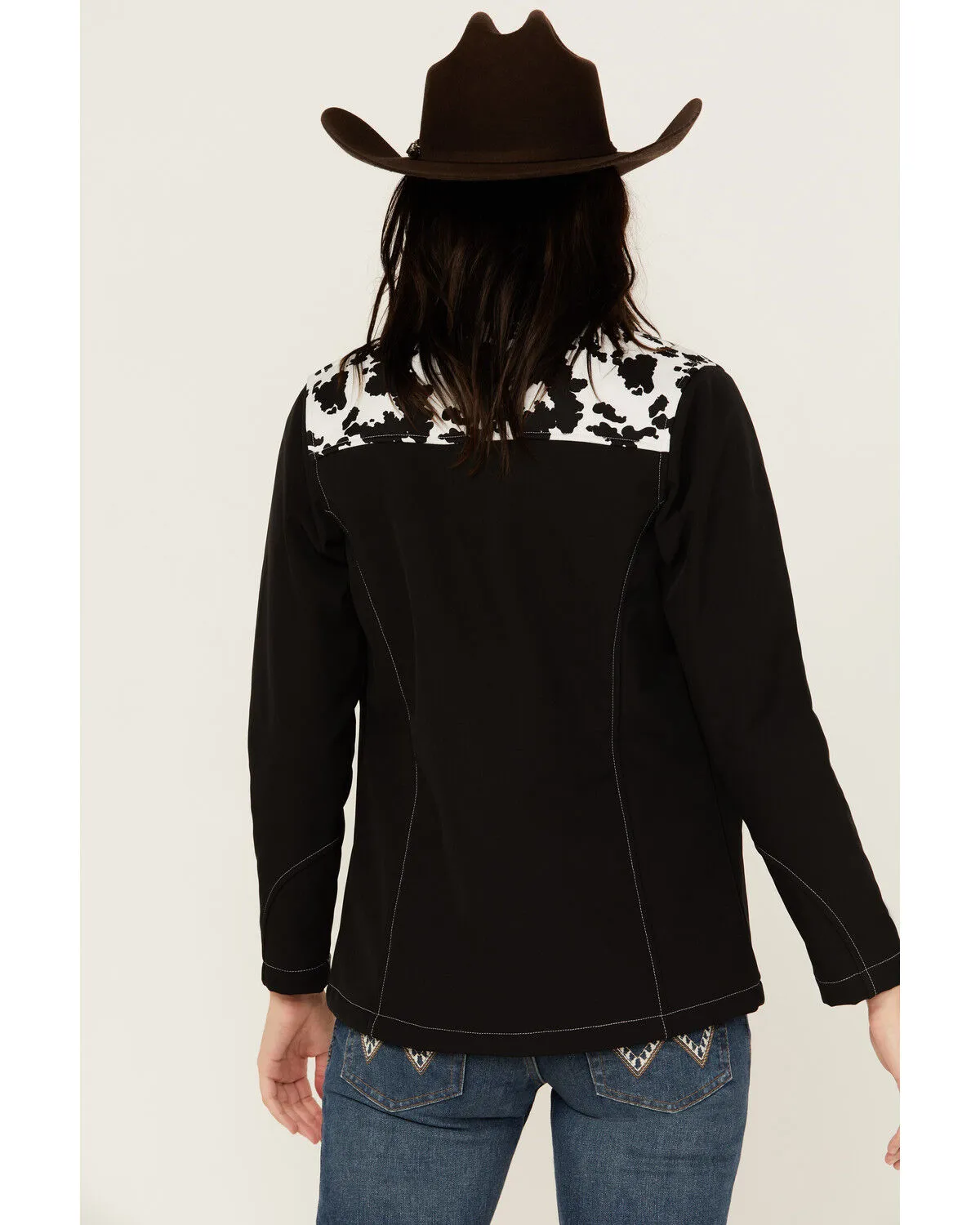 Product Name:  Cowgirl Hardware Women's Cow Print Yoke Softshell Jacket