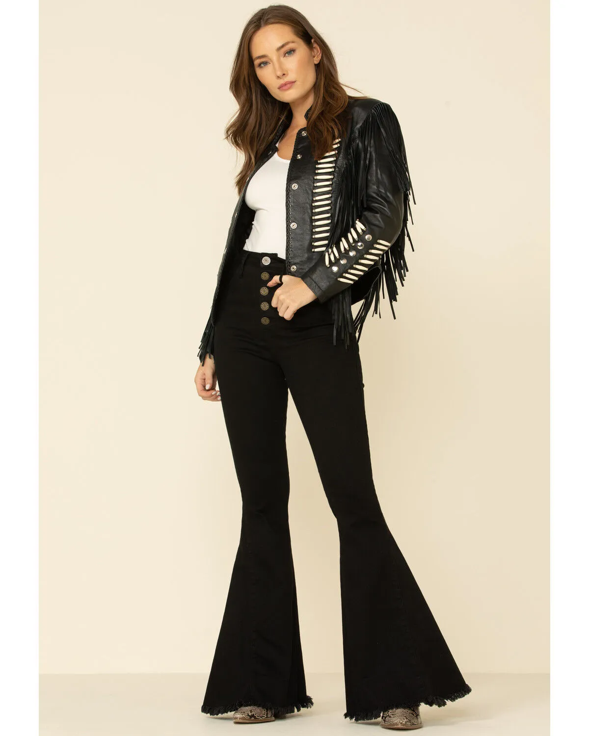 Product Name:  Liberty Wear Women's Black Fringe Sheep Napa Jacket