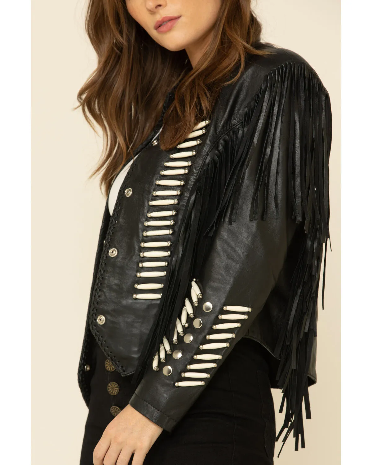 Product Name:  Liberty Wear Women's Black Fringe Sheep Napa Jacket