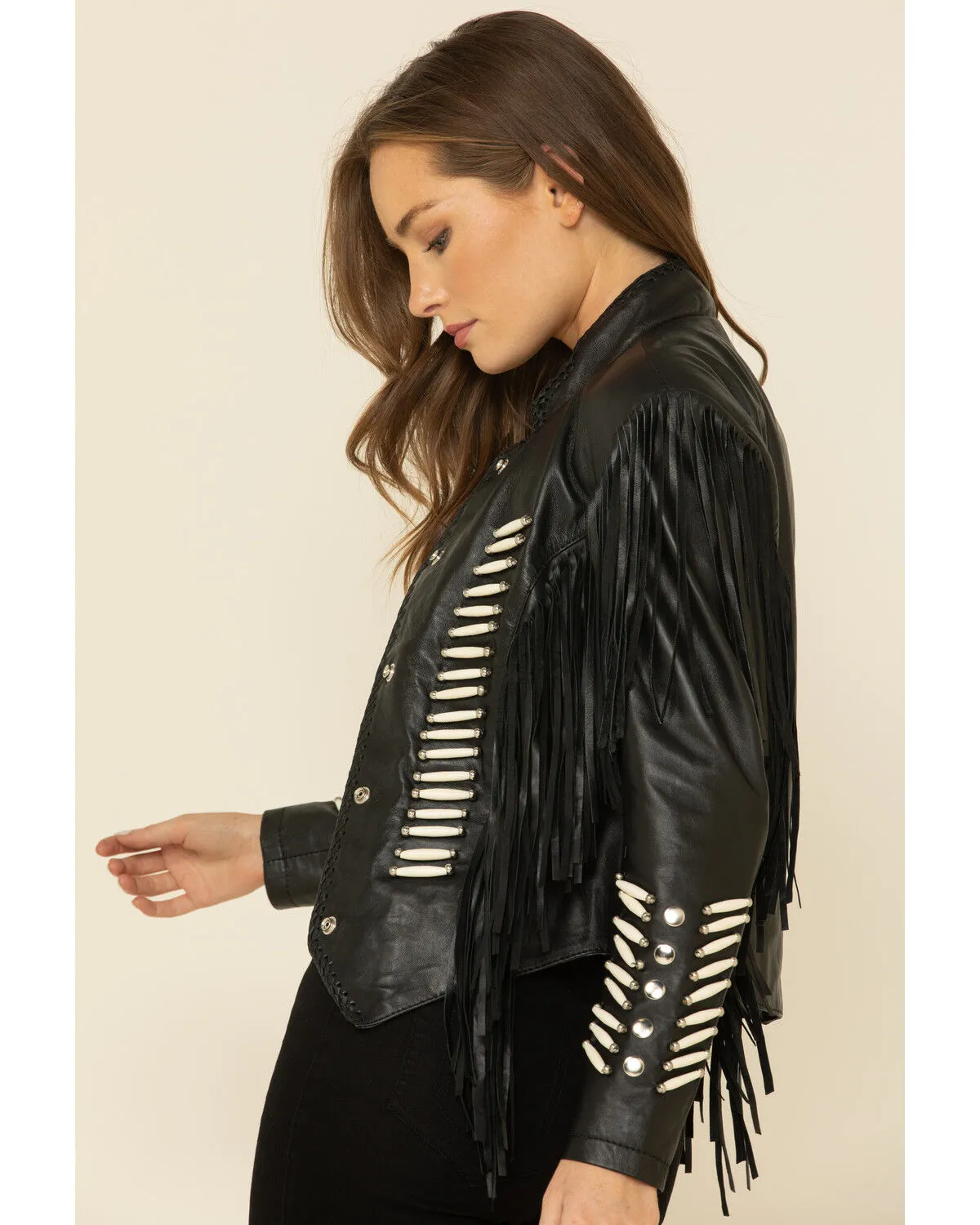 Product Name:  Liberty Wear Women's Black Fringe Sheep Napa Jacket