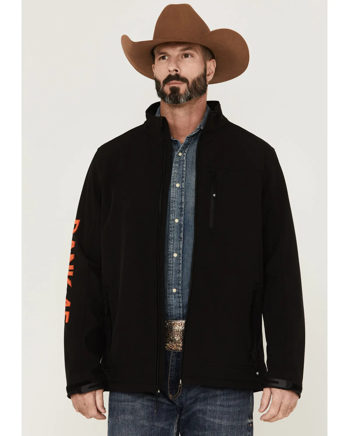 Product Name:  RANK 45® Men's Rodeo Logo Sleeve Zip-Front Softshell Jacket