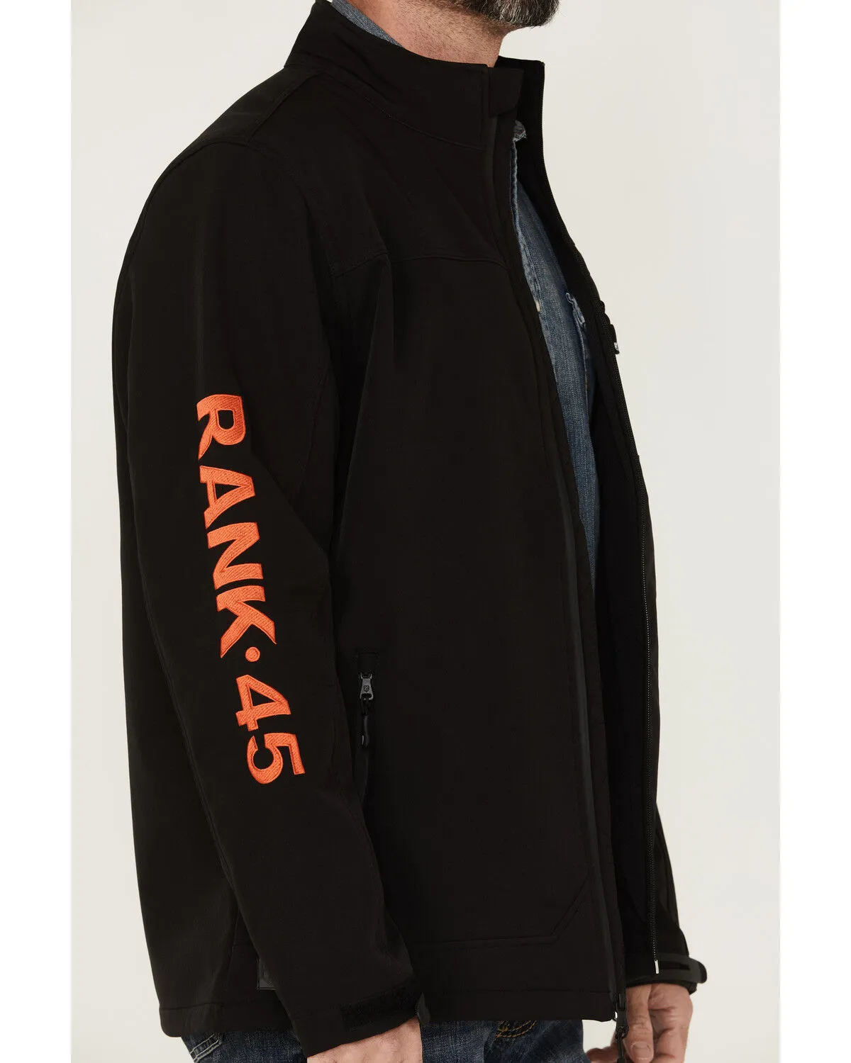 Product Name:  RANK 45® Men's Rodeo Logo Sleeve Zip-Front Softshell Jacket