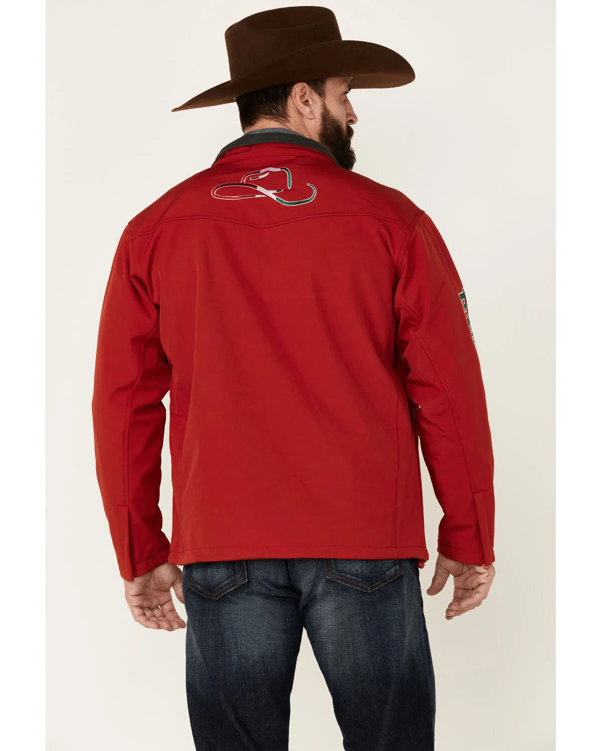 Product Name:  Resistol Men's Red Mexico Logo Sleeve Zip-Front Softshell Jacket