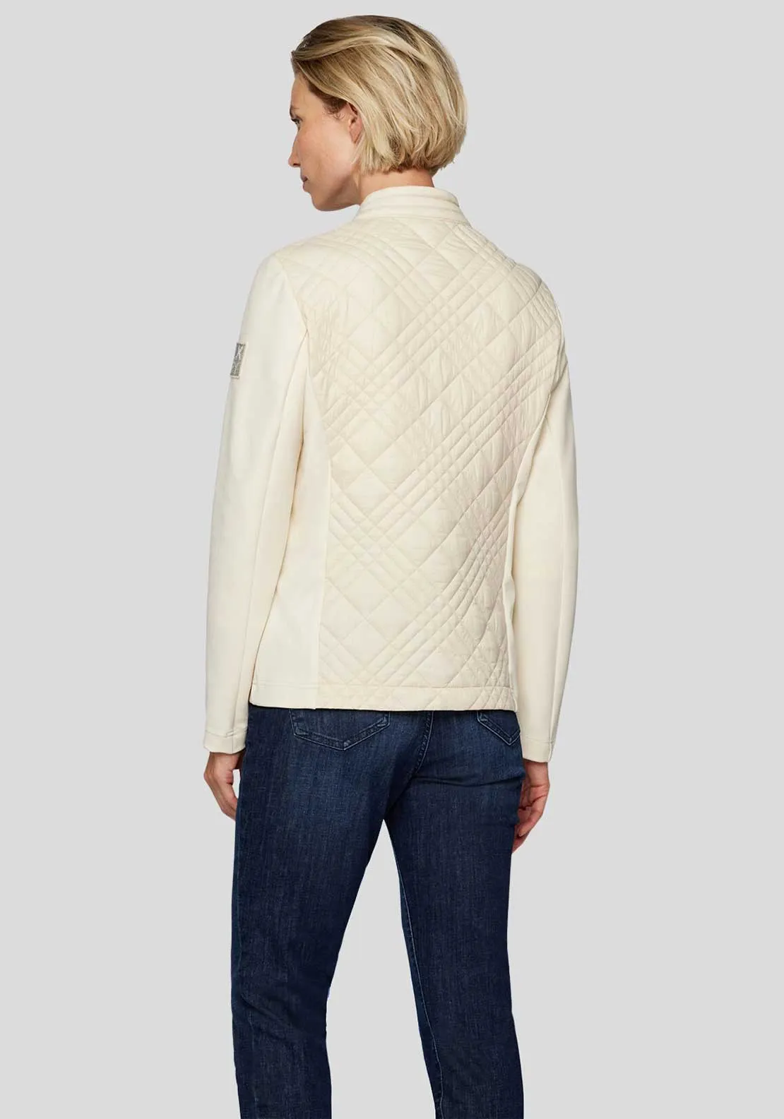 Rabe Quilted Contrast Fabric Jacket, Cream