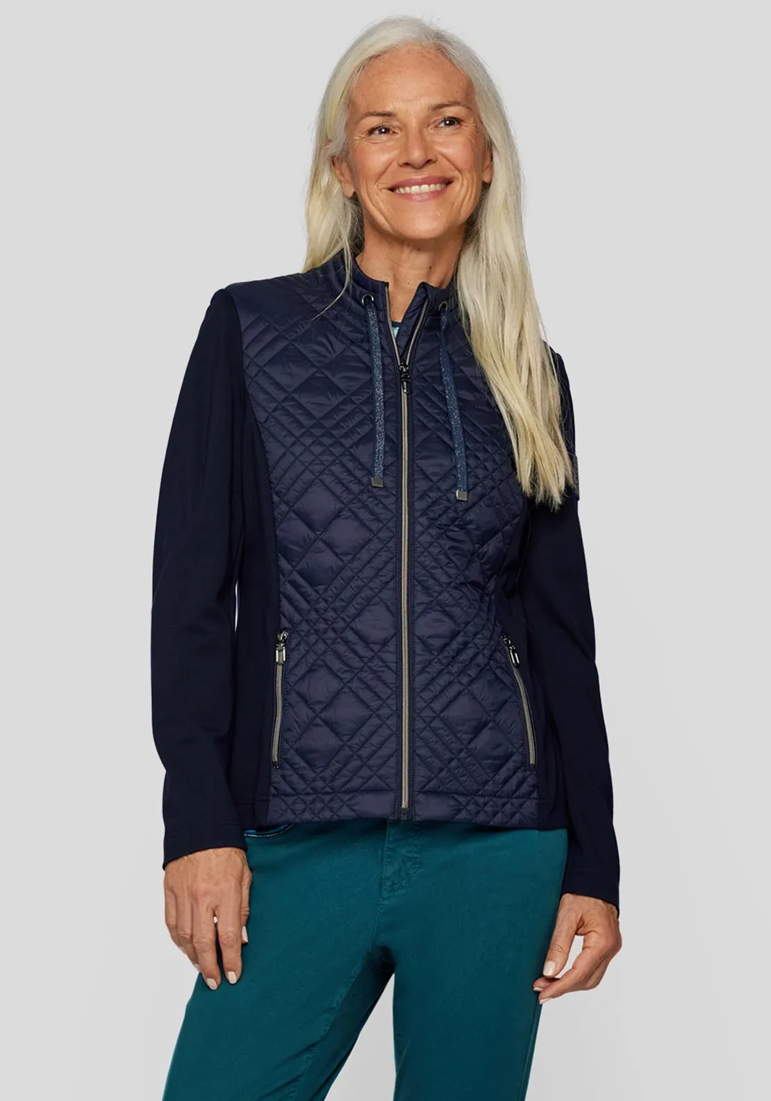 Rabe Quilted Torso Short Jacket, Navy