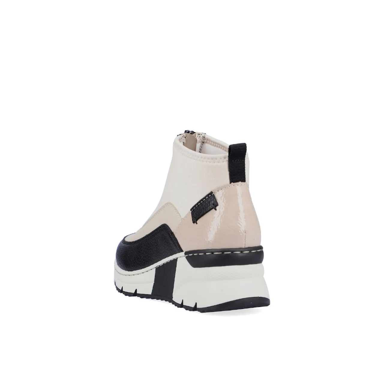 Rieker N6352-60 Cream & Black Wedge Ankle Boot