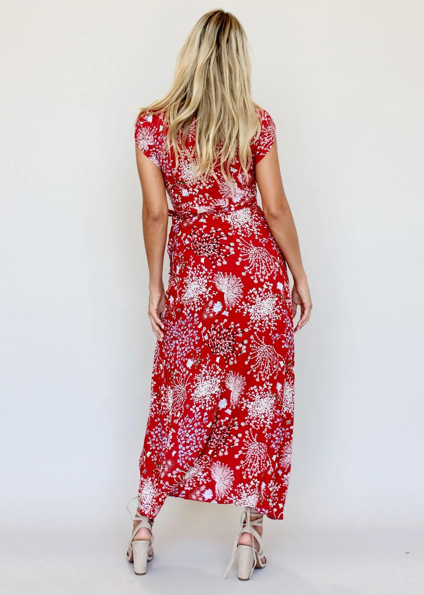 Santana Wrap Maxi Dress - Red Baby's Breath