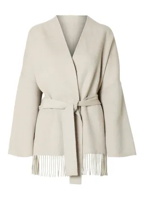 Selected Femme Esma Fringed Tie Jacket, Beige