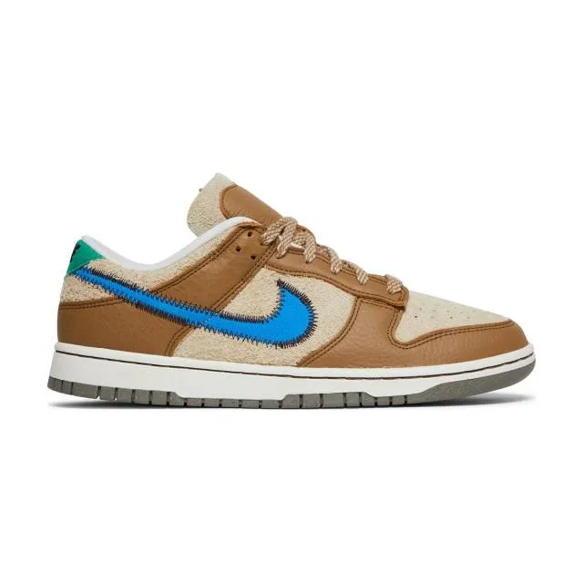 Size? x nike dunk low (dark driftwood/ photo blue/ rattan/ tan brown) men us 8-13 do6712-200