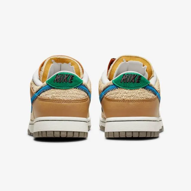 Size? x nike dunk low (dark driftwood/ photo blue/ rattan/ tan brown) men us 8-13 do6712-200