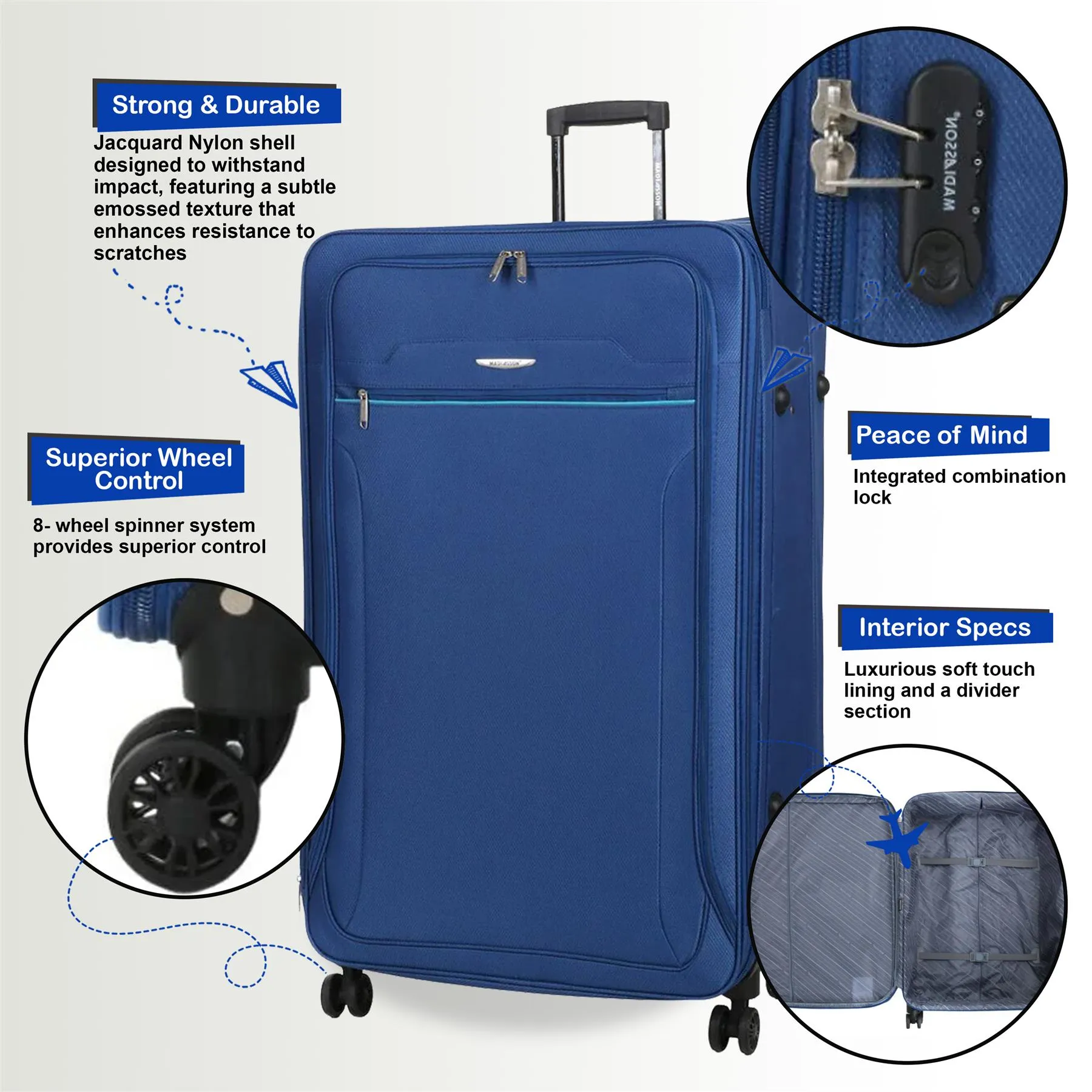 Soft Cabin Suitcase 55 x 40 x 17 cm Suitable for Easyjet, Ryanair