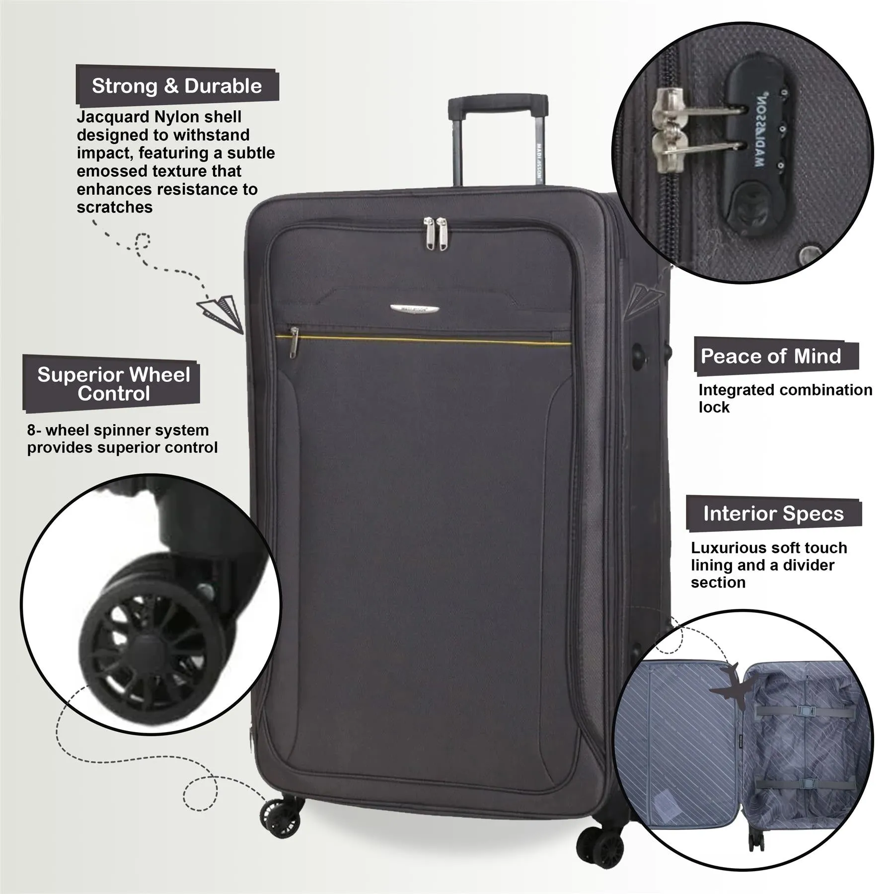 Soft Cabin Suitcase 55 x 40 x 17 cm Suitable for Easyjet, Ryanair