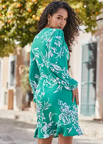 Sosandar Floral Print Wrap Front Dress | Grattan