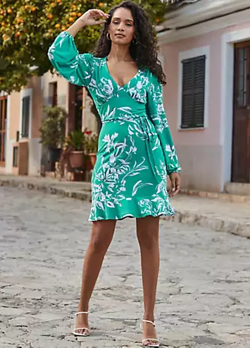 Sosandar Floral Print Wrap Front Dress | Grattan