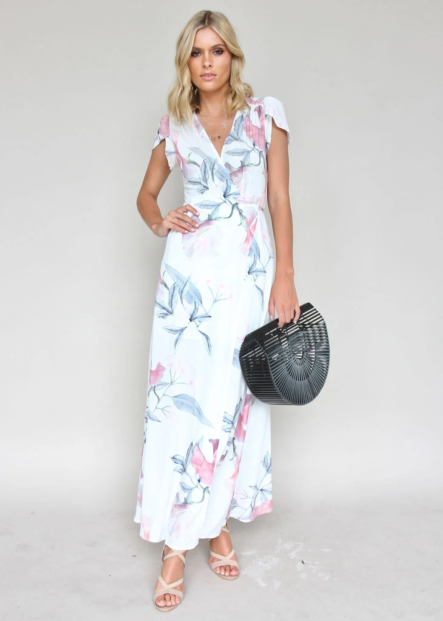 South Branch Maxi Wrap Dress - Pastel Tropical