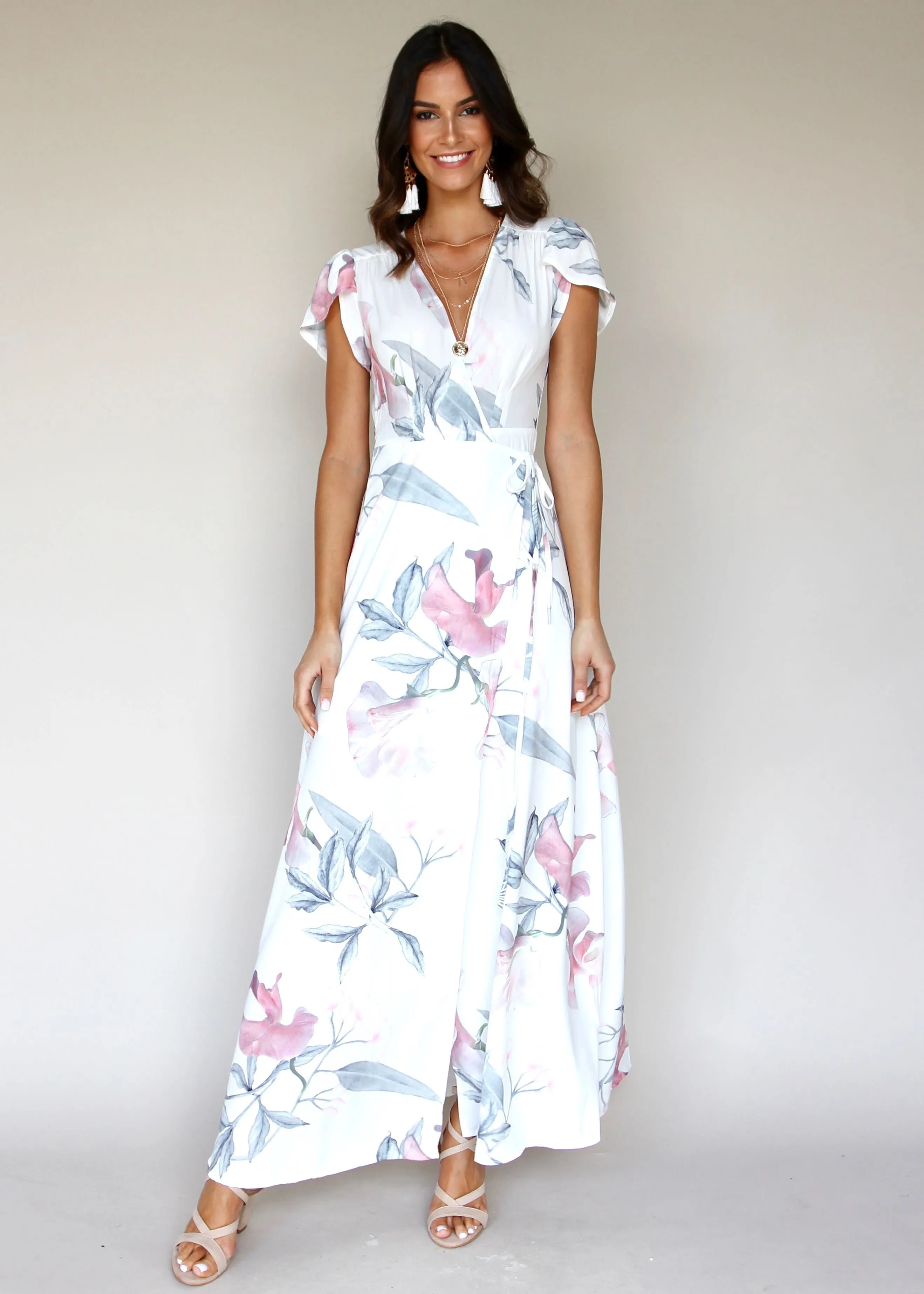 South Branch Maxi Wrap Dress - Pastel Tropical