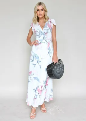 South Branch Maxi Wrap Dress - Pastel Tropical