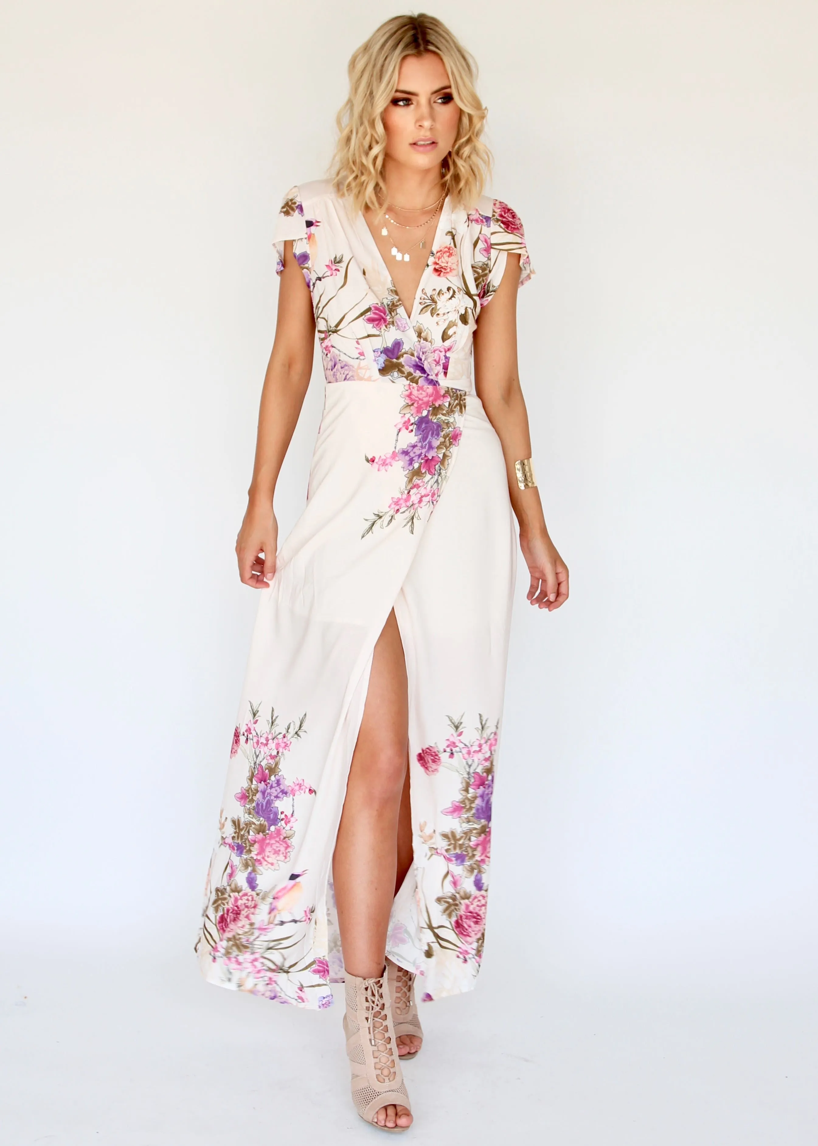 South Branch Wrap Dress - Blush Botanica