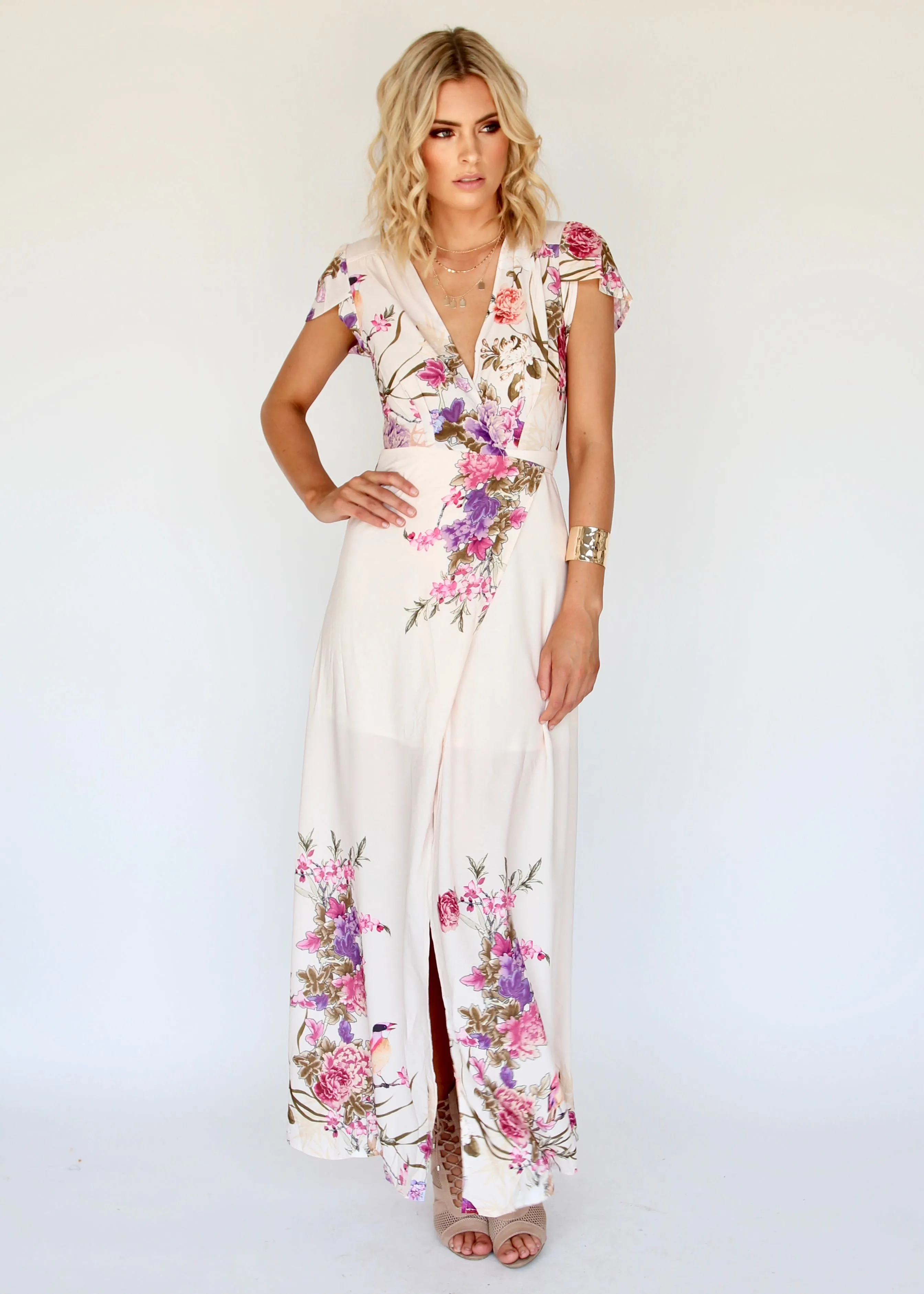 South Branch Wrap Dress - Blush Botanica